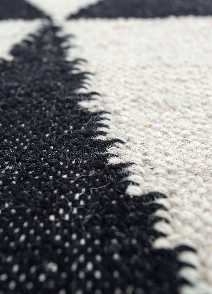 indusbar grey and black wool flat weaves Rug - CloseUp