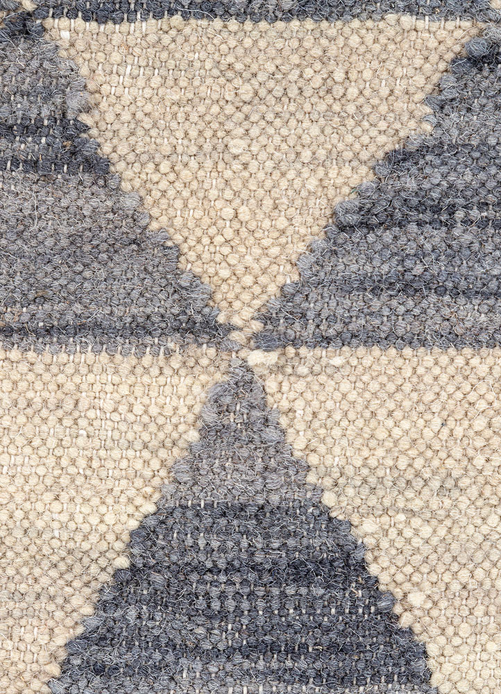 indusbar grey and black wool flat weaves Rug - CloseUp