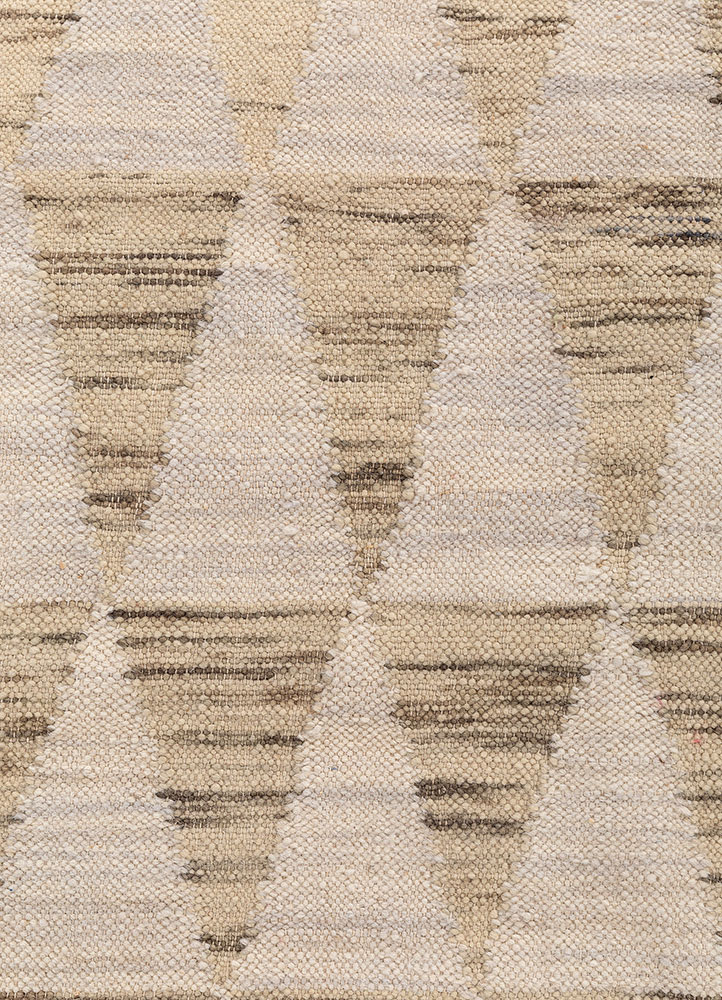 indusbar beige and brown wool flat weaves Rug - CloseUp