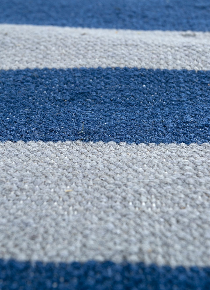 alhambra blue wool flat weaves Rug - CloseUp