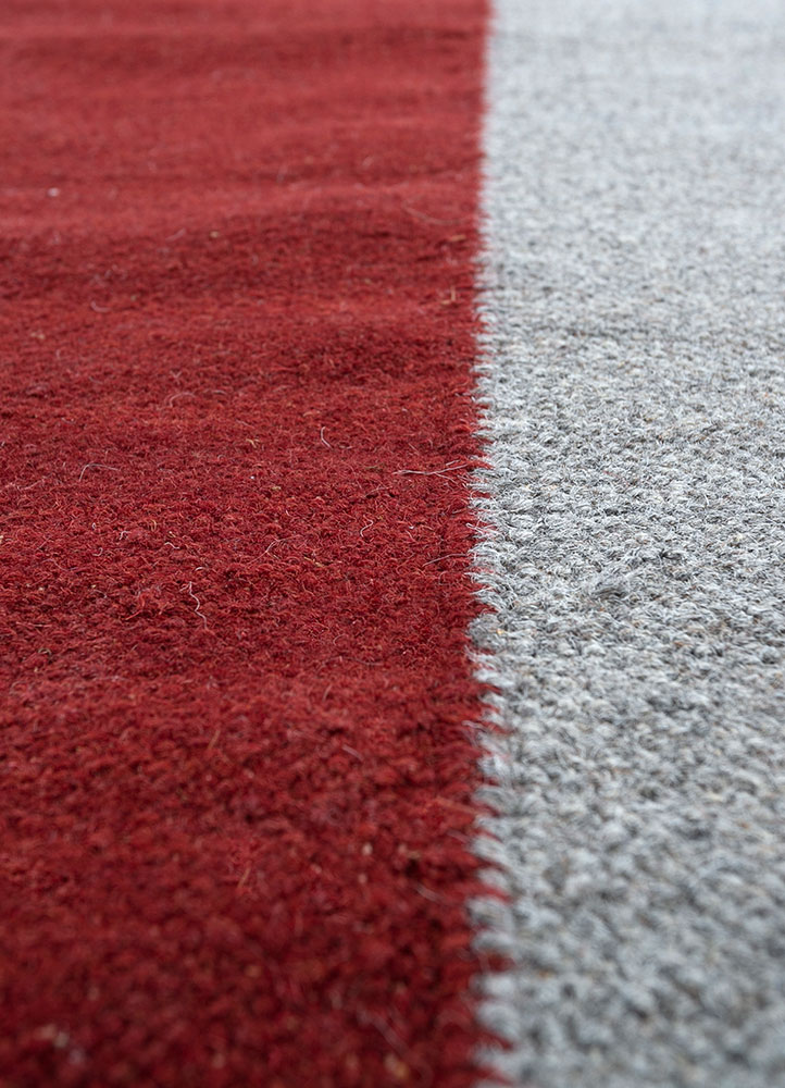 indusbar red and orange wool flat weaves Rug - CloseUp