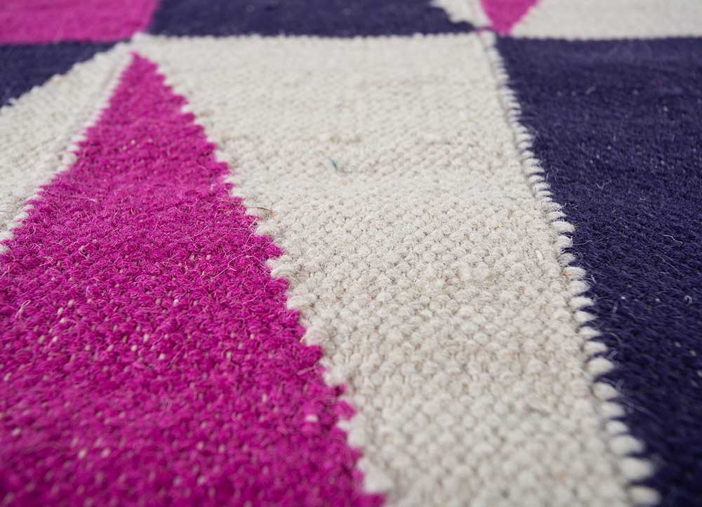 alhambra pink and purple wool flat weaves Rug - CloseUp