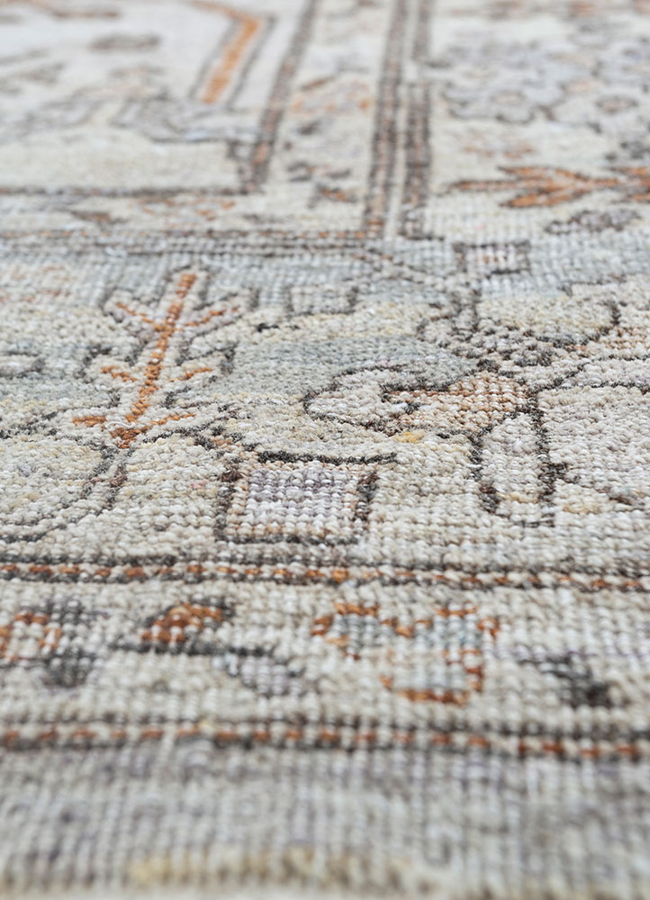 thyme ivory afghan wool hand knotted Rug - CloseUp