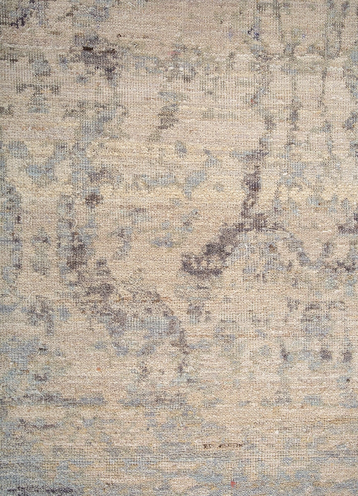 someplace in time beige and brown wool hand knotted Rug - CloseUp