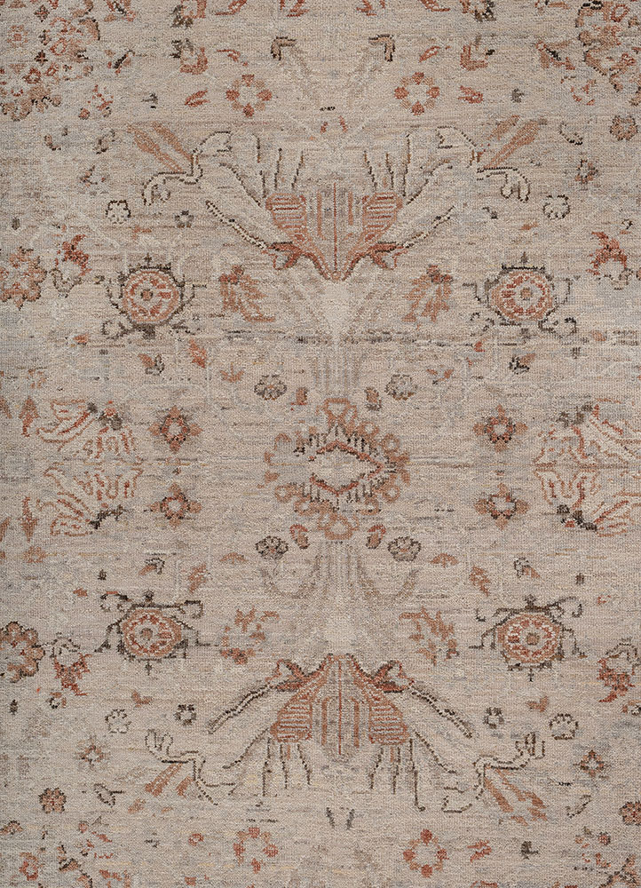 viscaya beige and brown wool hand knotted Rug - CloseUp