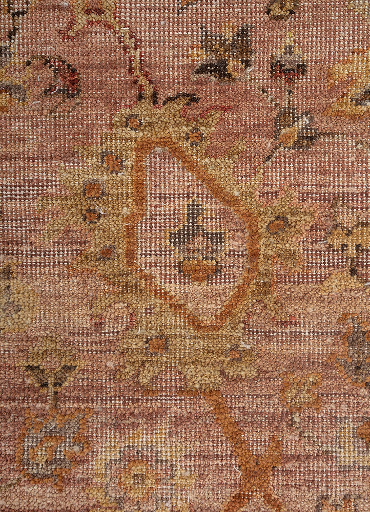 someplace in time red and orange afghan wool hand knotted Rug - CloseUp