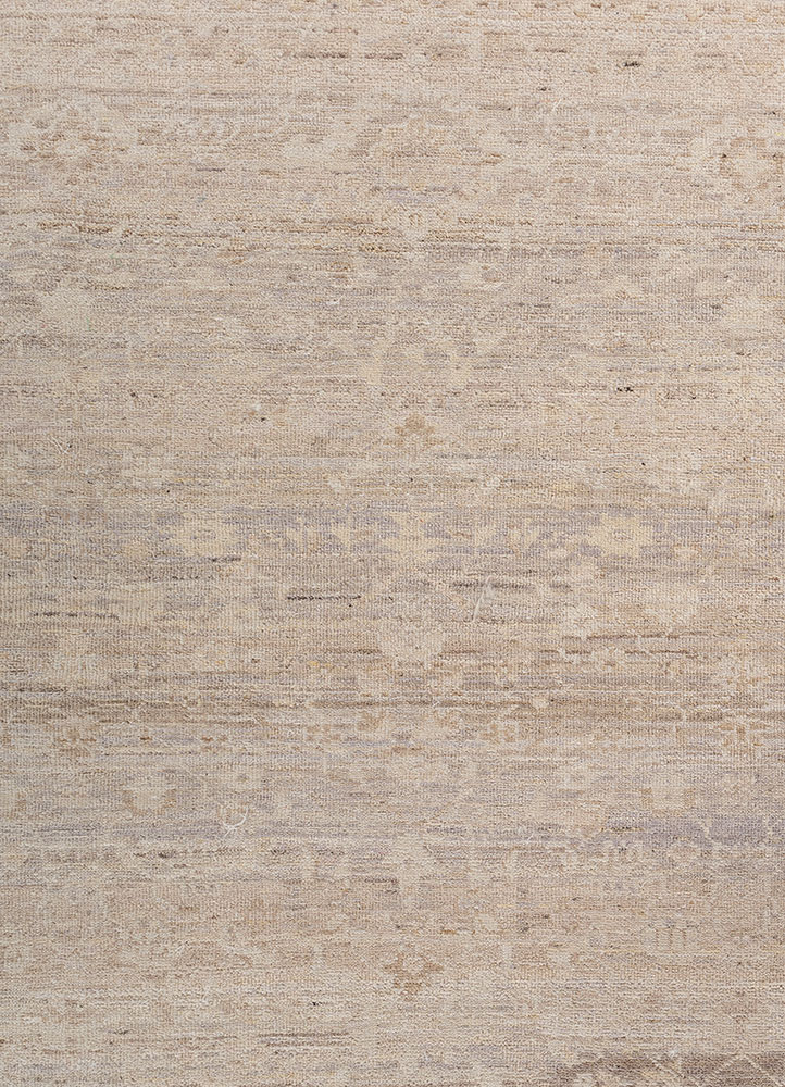 someplace in time ivory wool hand knotted Rug - CloseUp