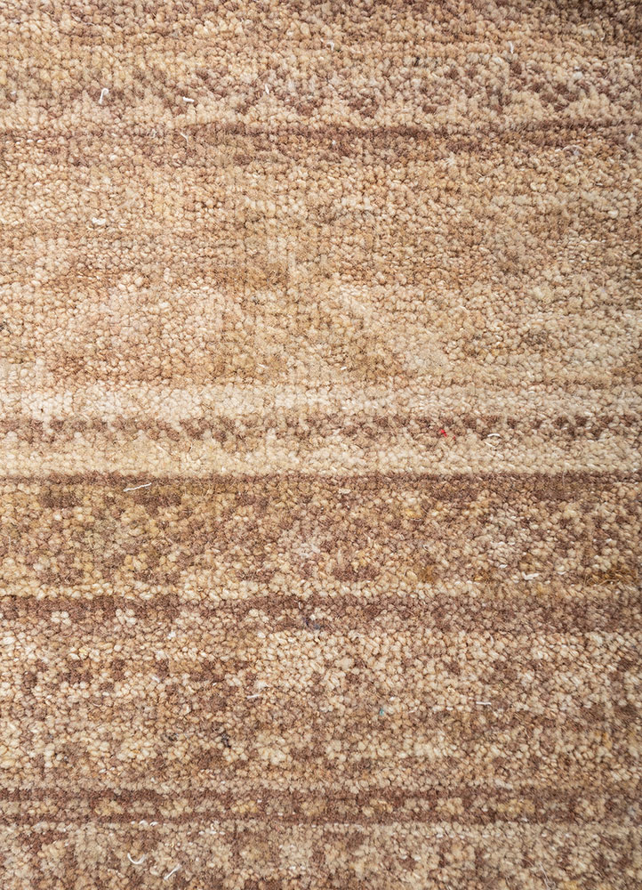 erbe beige and brown afghan wool hand knotted Rug - CloseUp