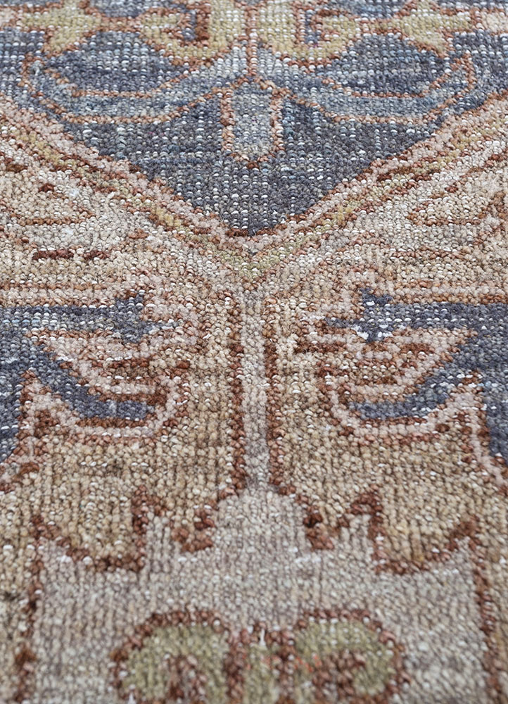 viscaya beige and brown afghan wool hand knotted Rug - CloseUp