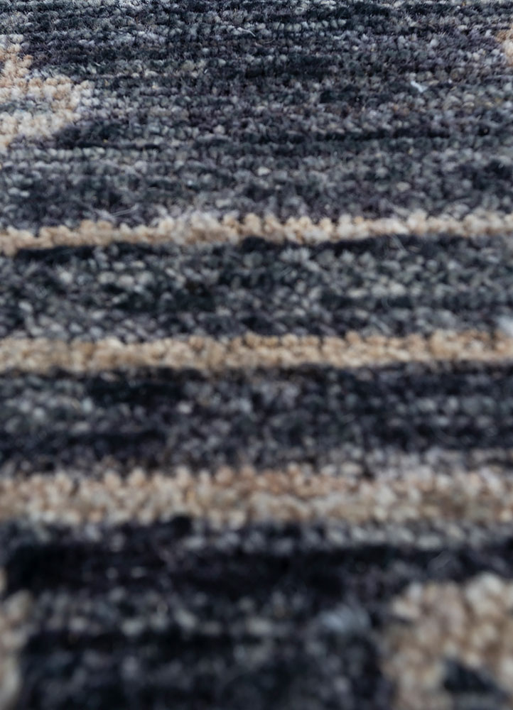 thyme blue afghan wool hand knotted Rug - CloseUp