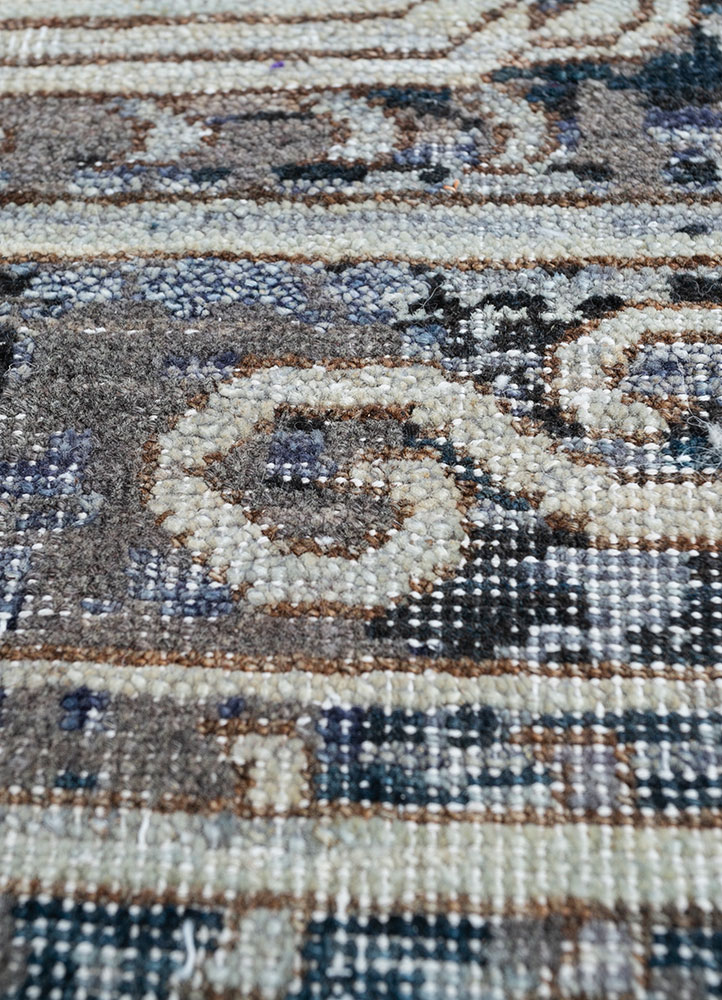 viscaya blue afghan wool hand knotted Rug - CloseUp
