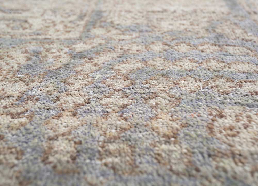 someplace in time ivory afghan wool hand knotted Rug - CloseUp