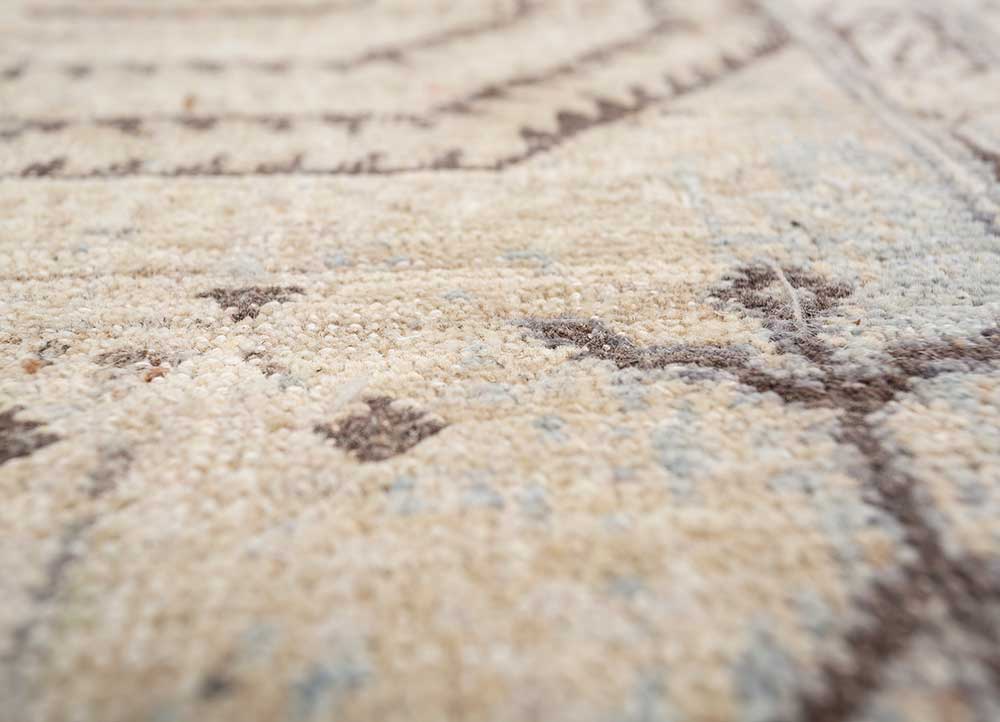 erbe ivory afghan wool hand knotted Rug - CloseUp