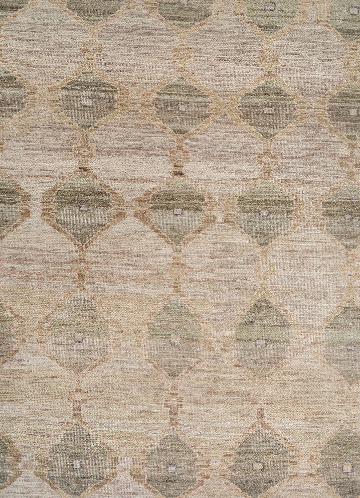 erbe green wool hand knotted Rug - CloseUp