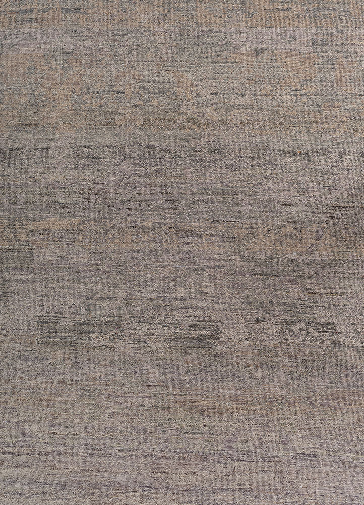 someplace in time grey and black afghan wool hand knotted Rug - CloseUp