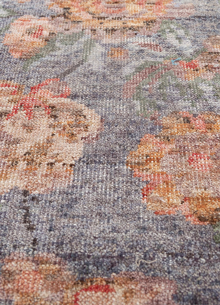 pansy grey and black afghan wool hand knotted Rug - CloseUp