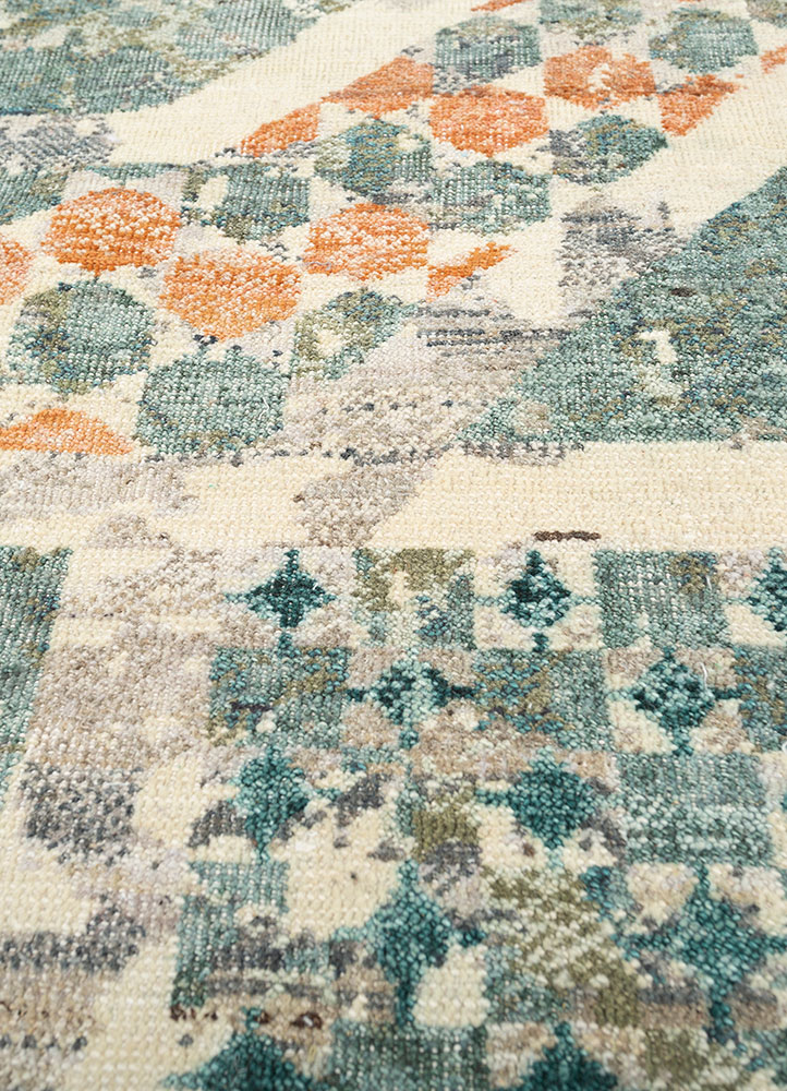 far pavilions ivory wool hand knotted Rug - CloseUp