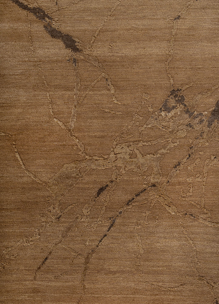 urban pause by kavi gold wool and silk hand knotted Rug - CloseUp