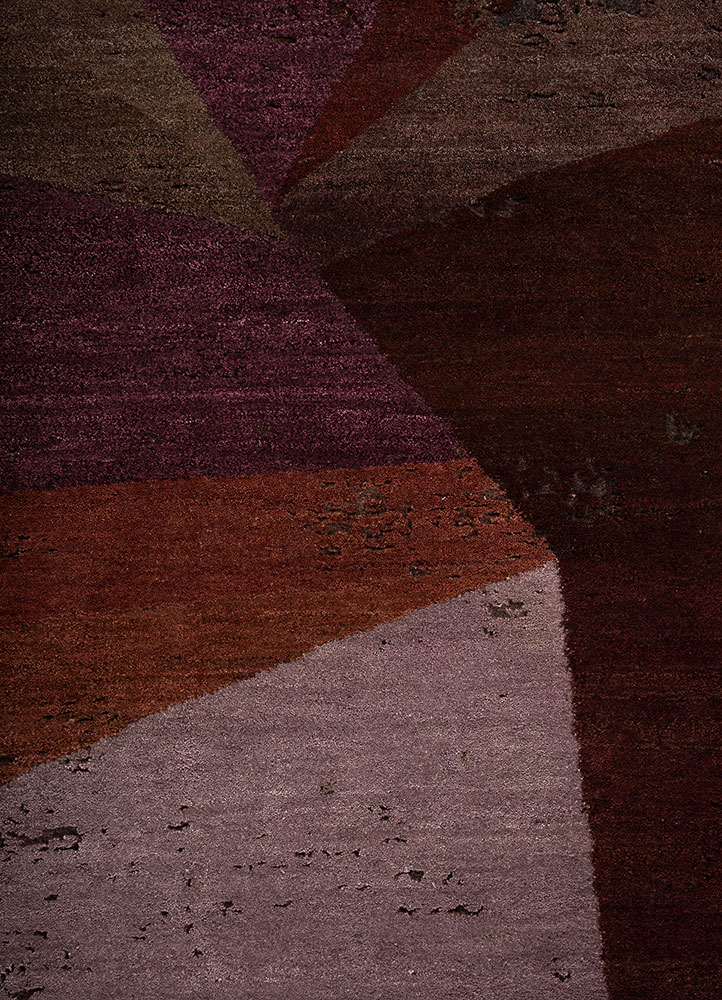 unfold by kavi beige and brown wool and silk hand knotted Rug - CloseUp