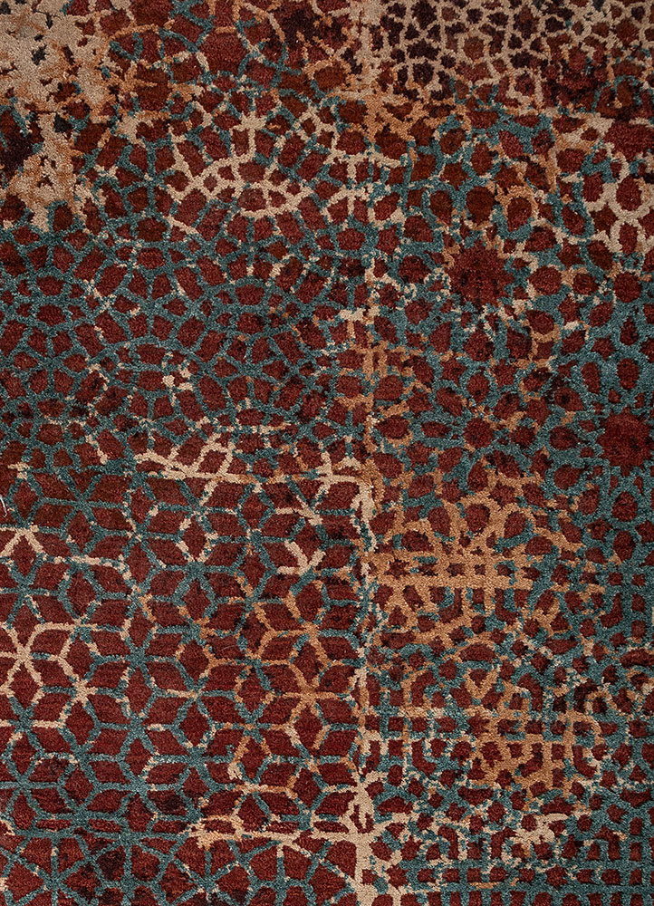 tattvam blue wool and silk hand knotted Rug - CloseUp