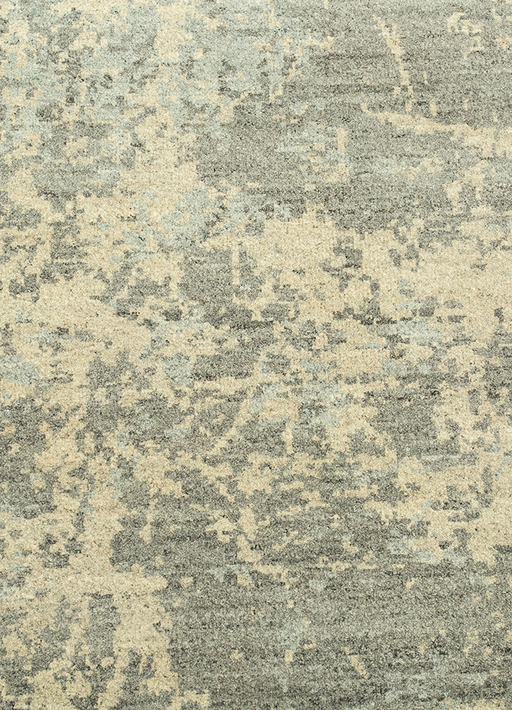 chaos theory by kavi beige and brown wool hand knotted Rug - CloseUp