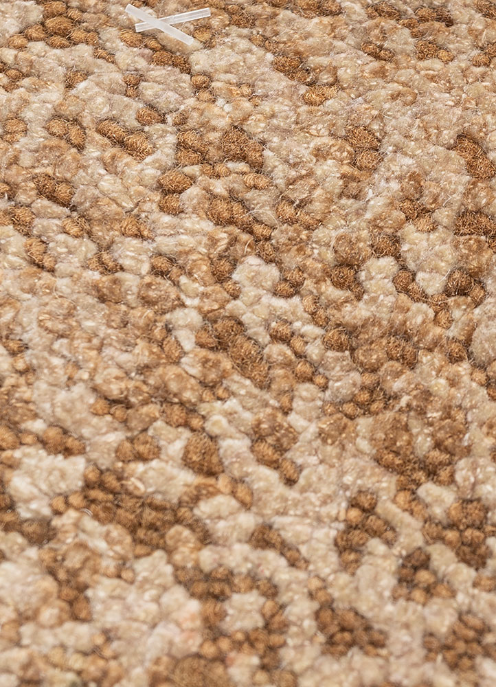 entropy beige and brown wool and silk hand knotted Rug - CloseUp