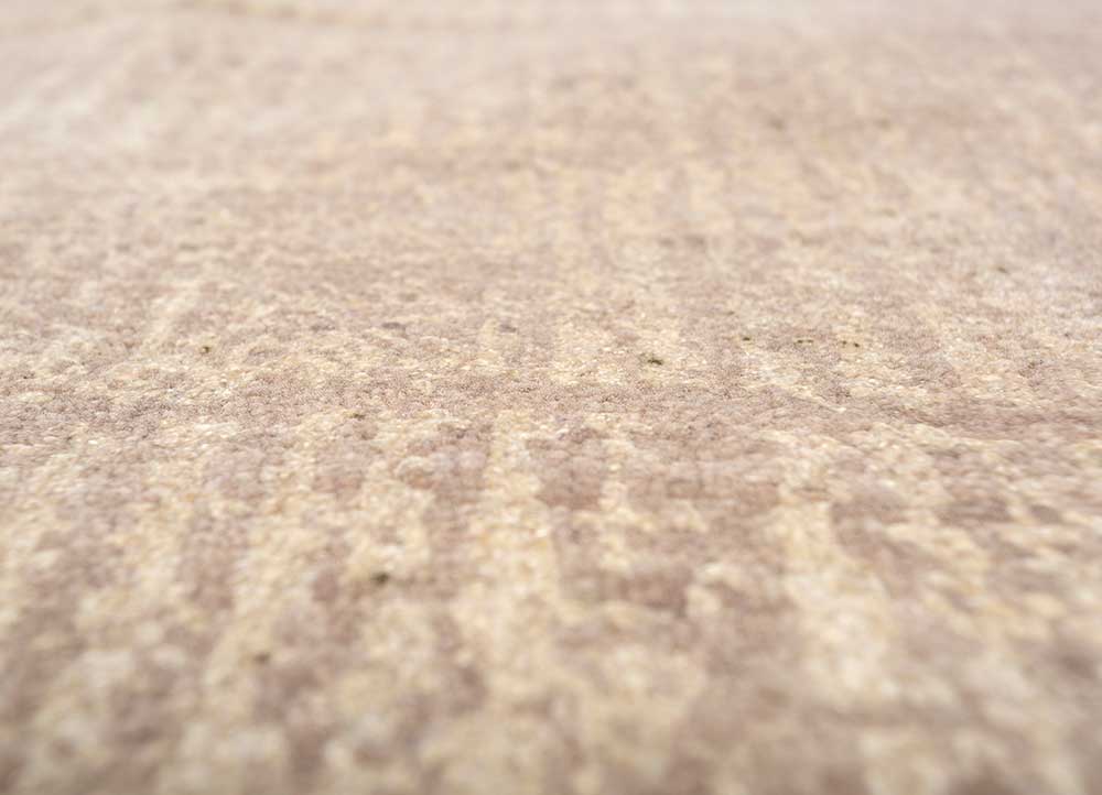 azalea beige and brown wool and silk hand knotted Rug - CloseUp