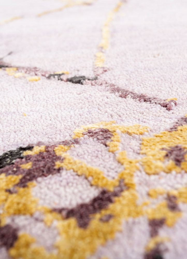 urban pause by kavi red and orange wool and silk hand knotted Rug - CloseUp