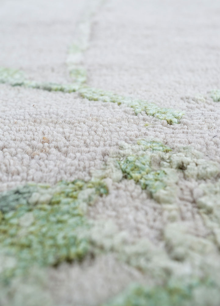 urban pause by kavi ivory wool and silk hand knotted Rug - CloseUp