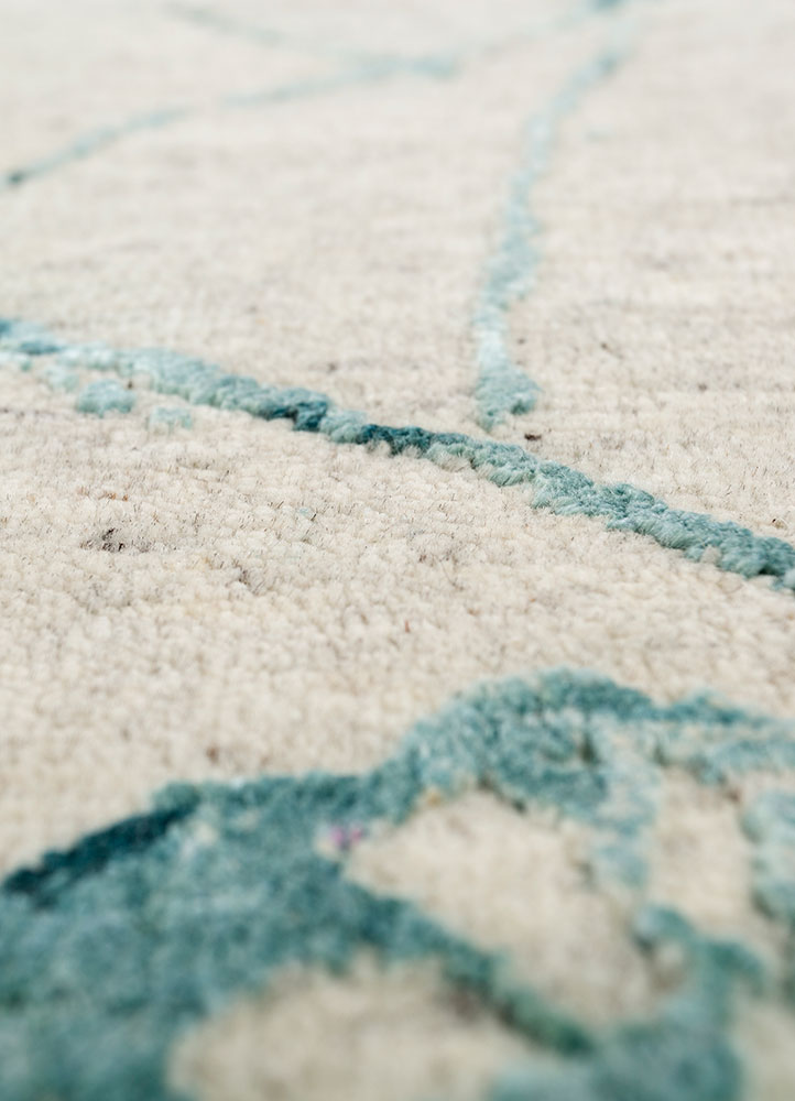 urban pause by kavi ivory wool and silk hand knotted Rug - CloseUp