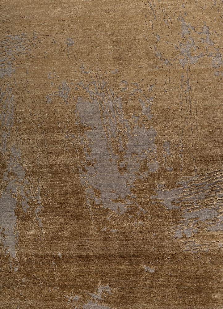 free verse by kavi gold wool and silk hand knotted Rug - CloseUp