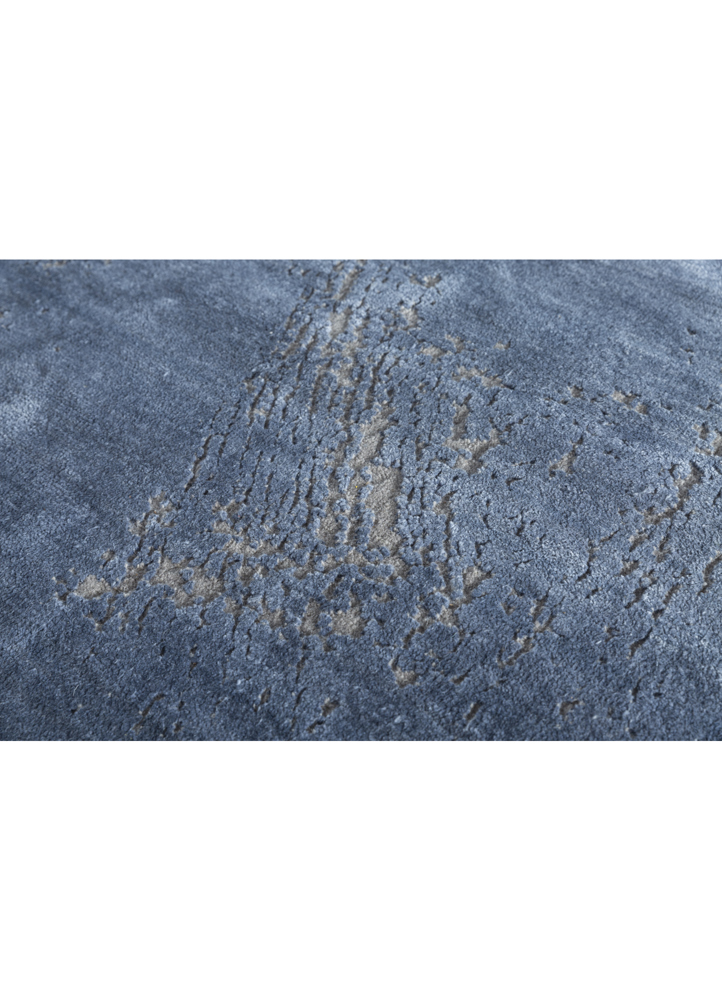 free verse by kavi grey and black wool and silk hand knotted Rug - CloseUp