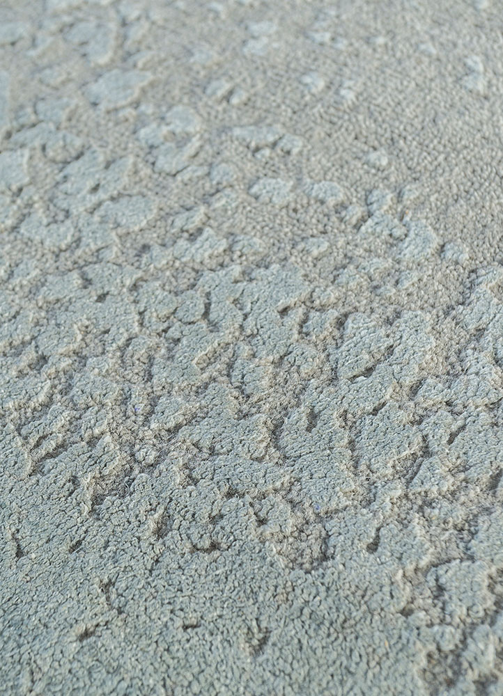 urban pause by kavi grey and black wool and silk hand knotted Rug - CloseUp