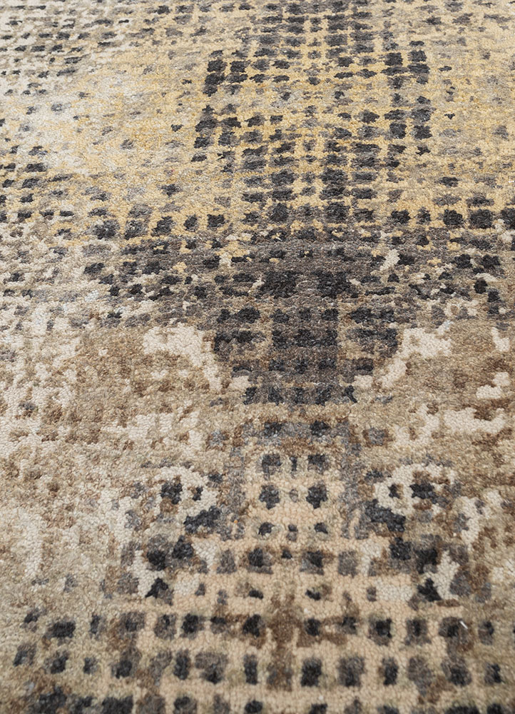 hidden by kavi ivory wool and silk hand knotted Rug - CloseUp