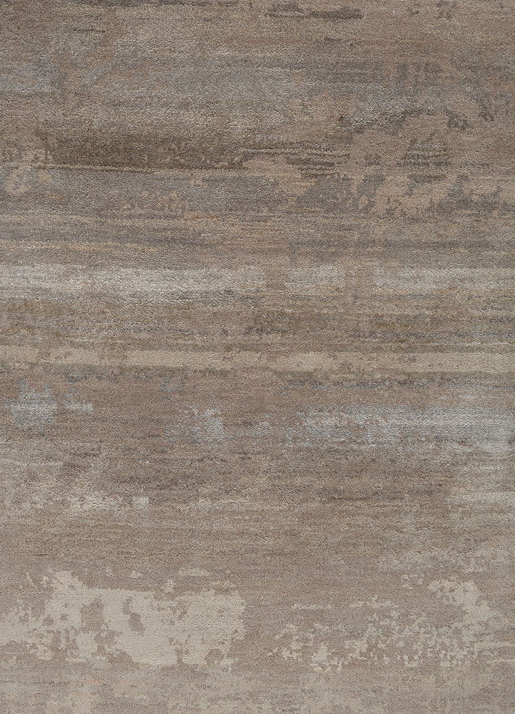 entropy ivory wool and silk hand knotted Rug - CloseUp