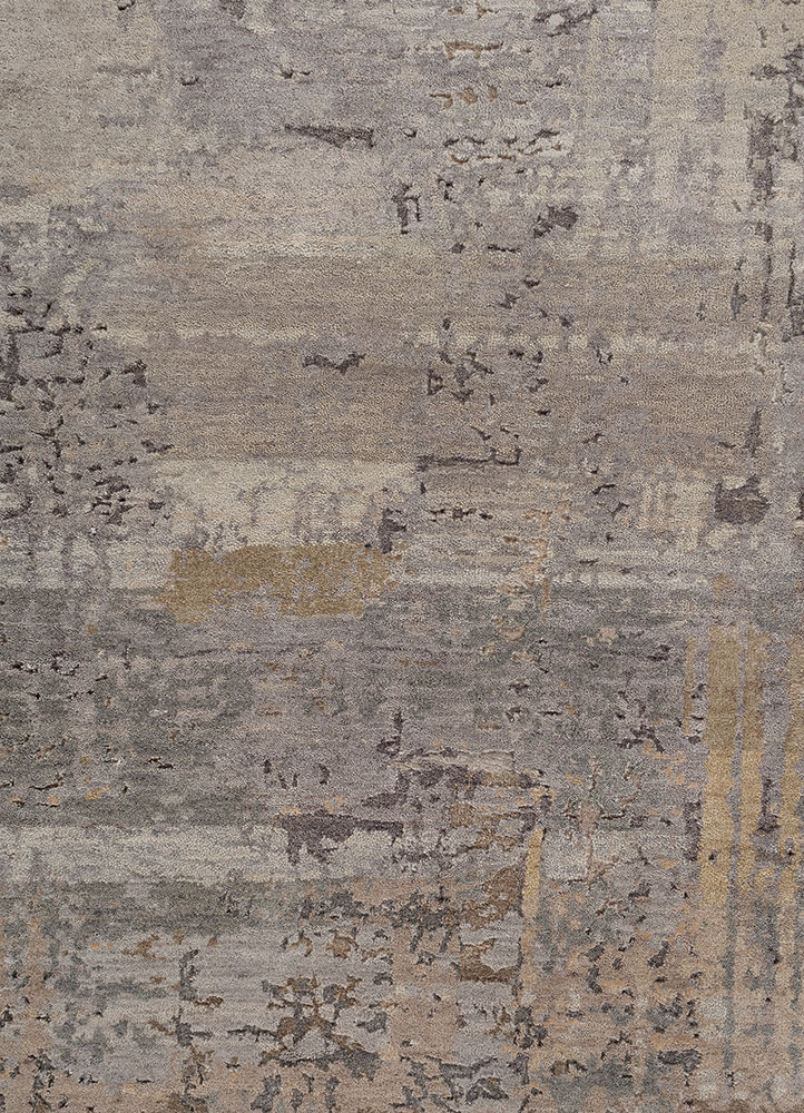 aprezo beige and brown wool and silk hand knotted Rug - CloseUp