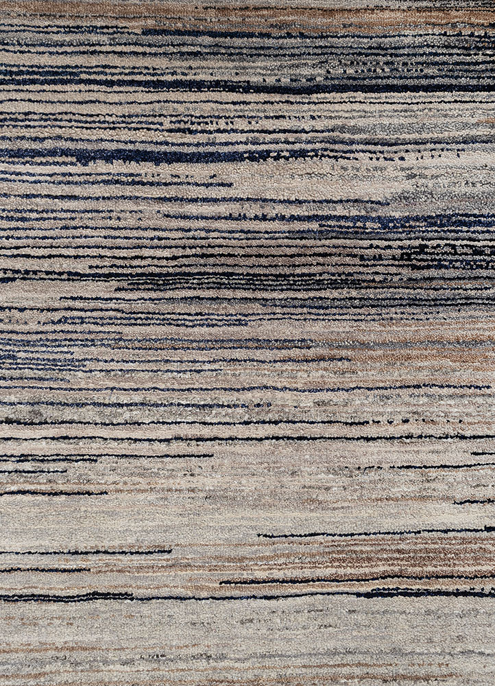 entropy grey and black wool and silk hand knotted Rug - CloseUp