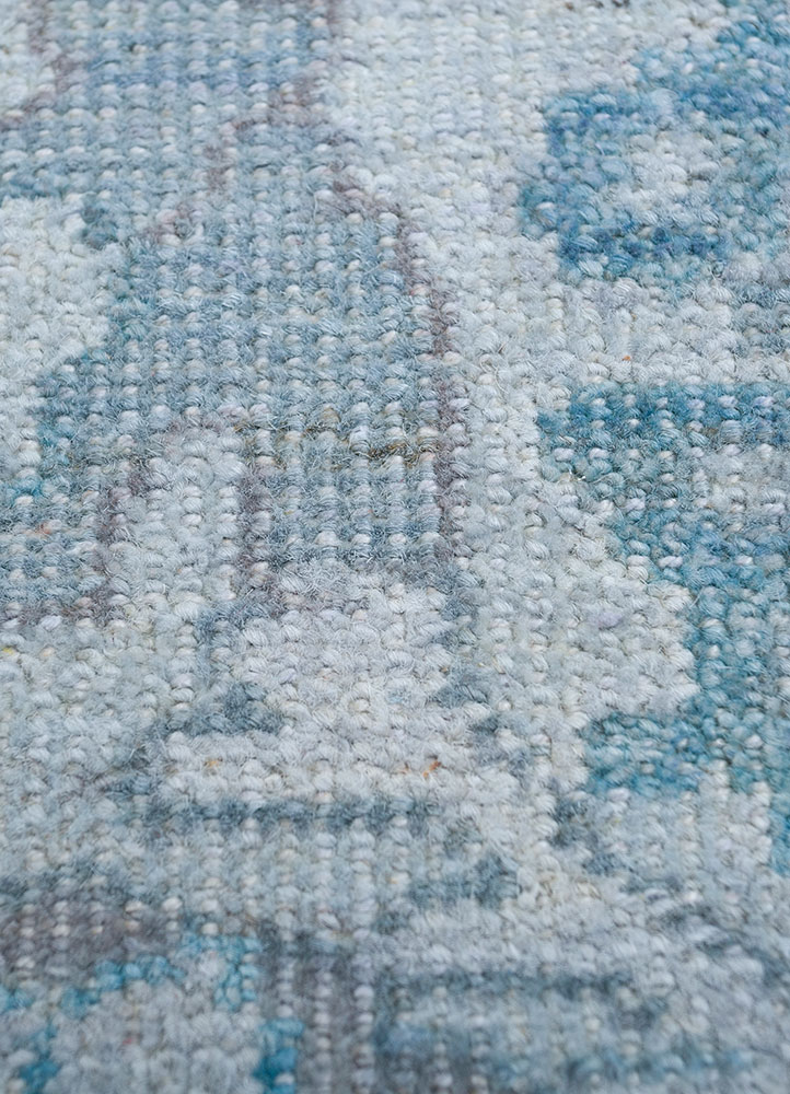 erbe blue wool hand knotted Rug - CloseUp