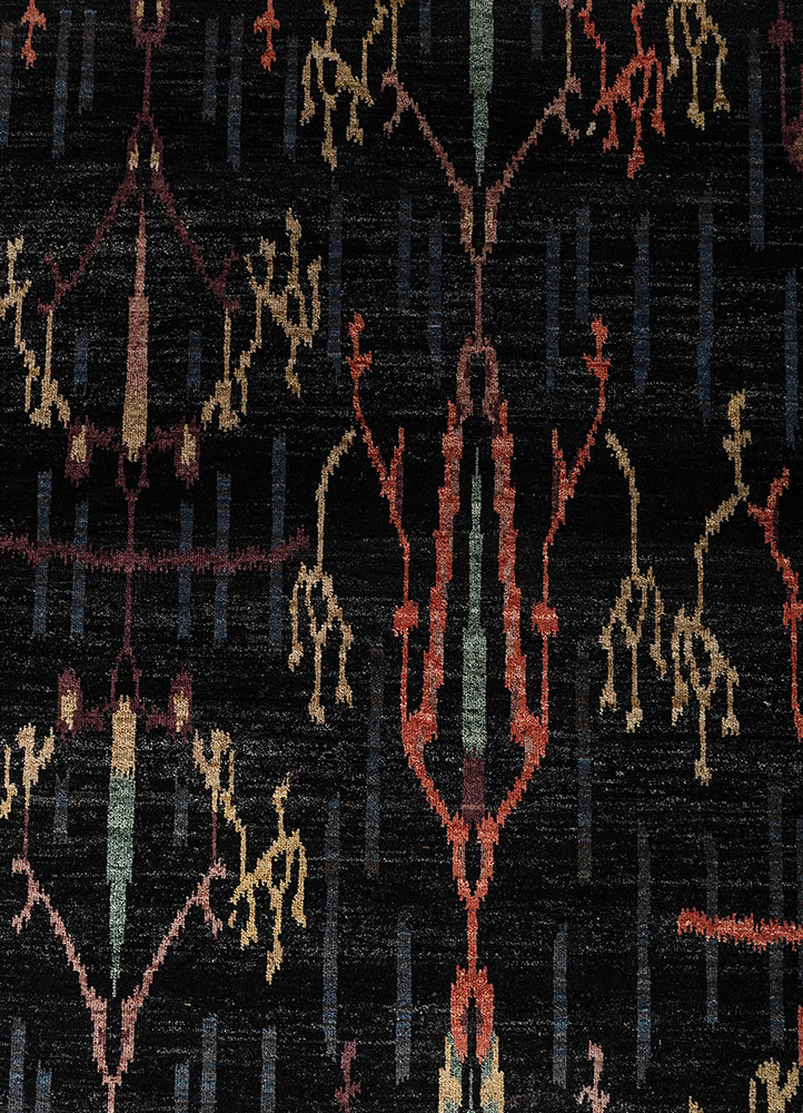 aprezo grey and black wool hand knotted Rug - CloseUp