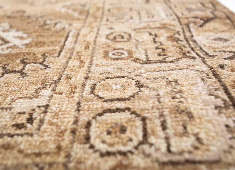 erbe beige and brown afghan wool hand knotted Rug - CloseUp