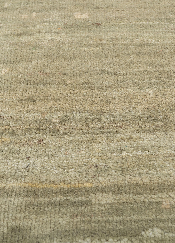 entropy green afghan wool hand knotted Rug - CloseUp