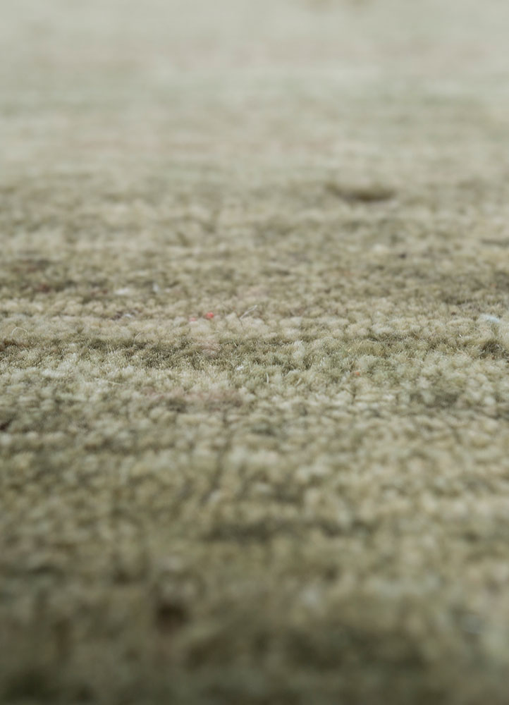 entropy green afghan wool hand knotted Rug - CloseUp