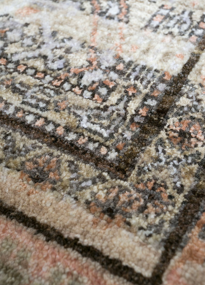 viscaya beige and brown afghan wool hand knotted Rug - CloseUp