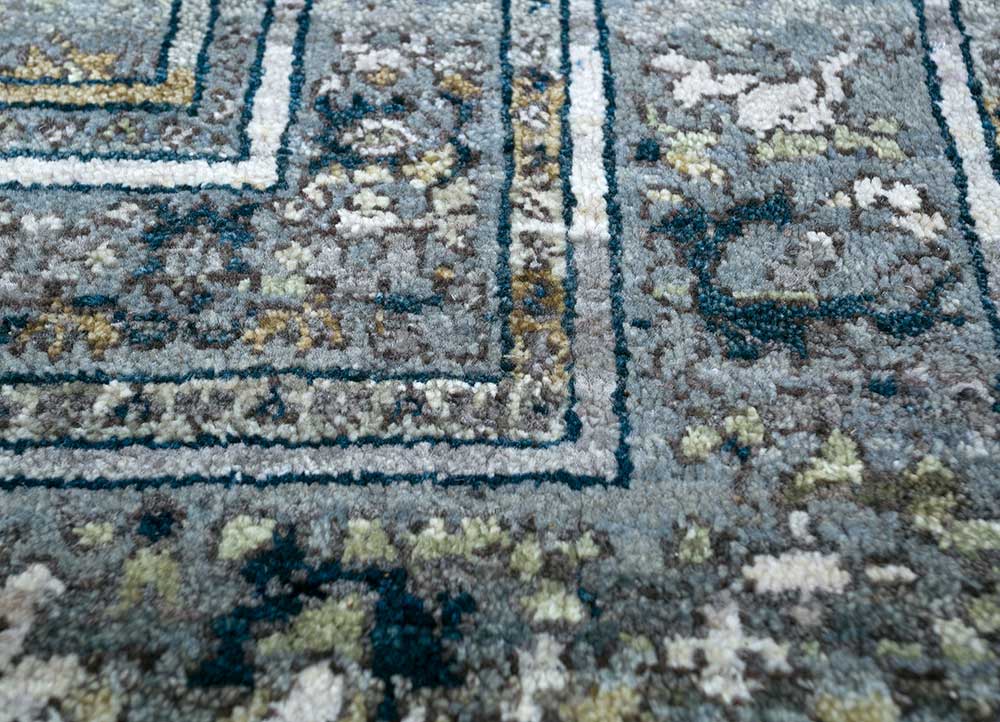 viscaya blue afghan wool hand knotted Rug - CloseUp