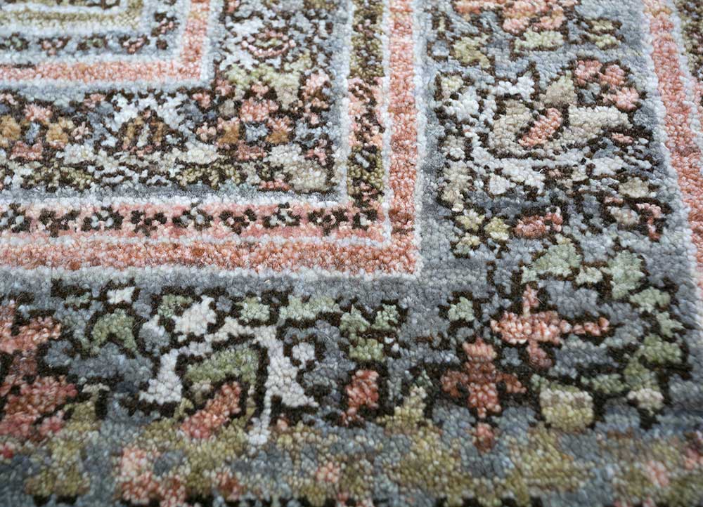 viscaya blue afghan wool hand knotted Rug - CloseUp