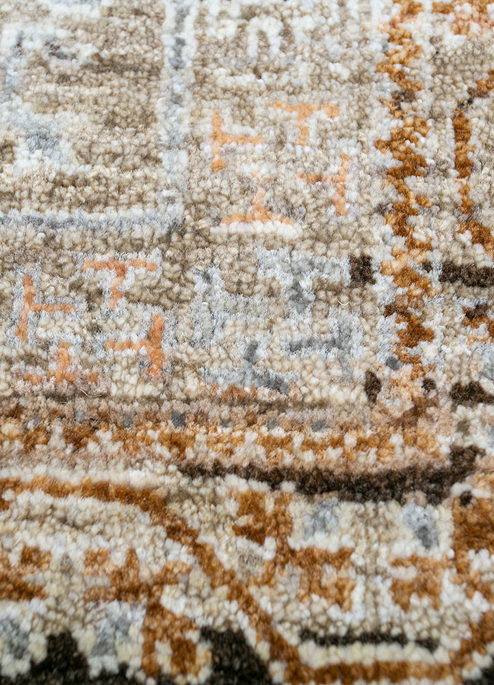 viscaya beige and brown afghan wool hand knotted Rug - CloseUp
