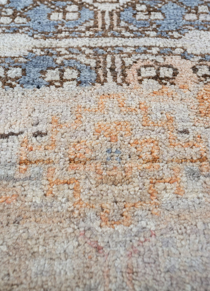 viscaya beige and brown afghan wool hand knotted Rug - CloseUp