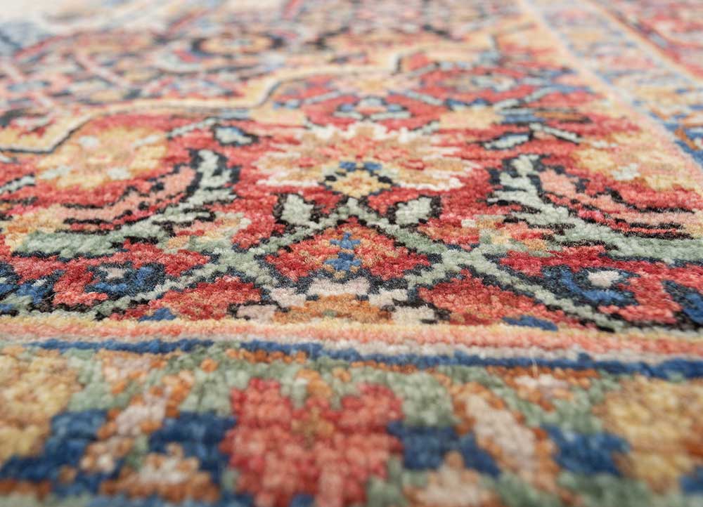 gulnar ivory afghan wool hand knotted Rug - CloseUp
