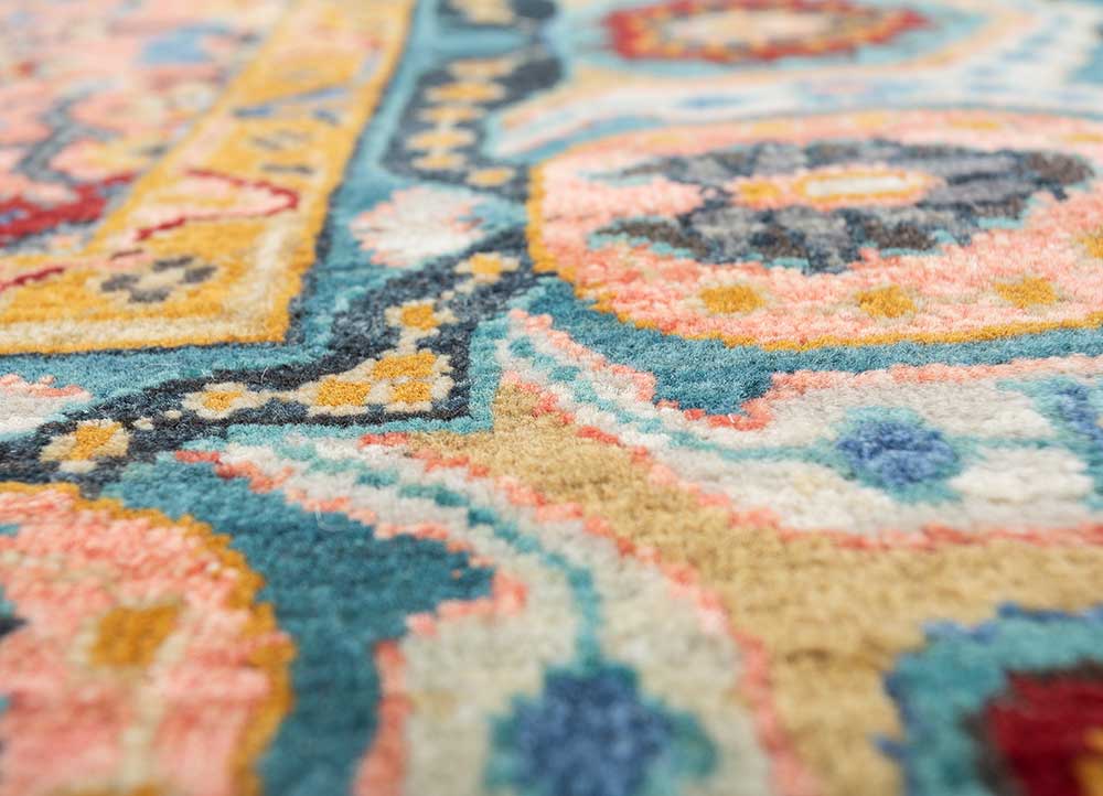 gulnar ivory afghan wool hand knotted Rug - CloseUp