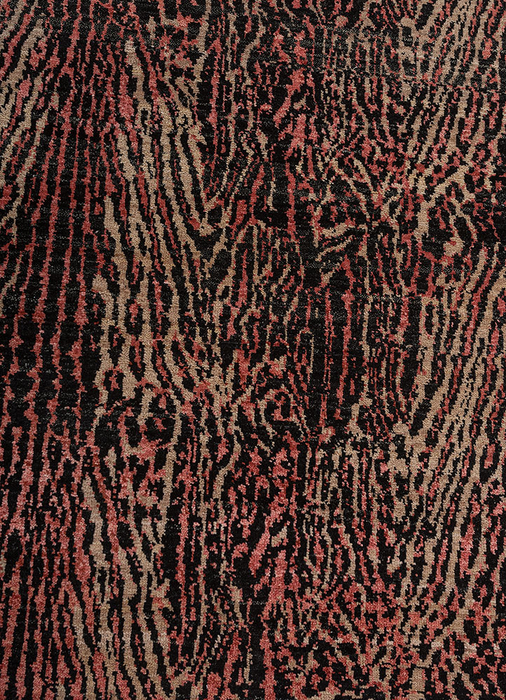 gilded age grey and black wool hand knotted Rug - CloseUp
